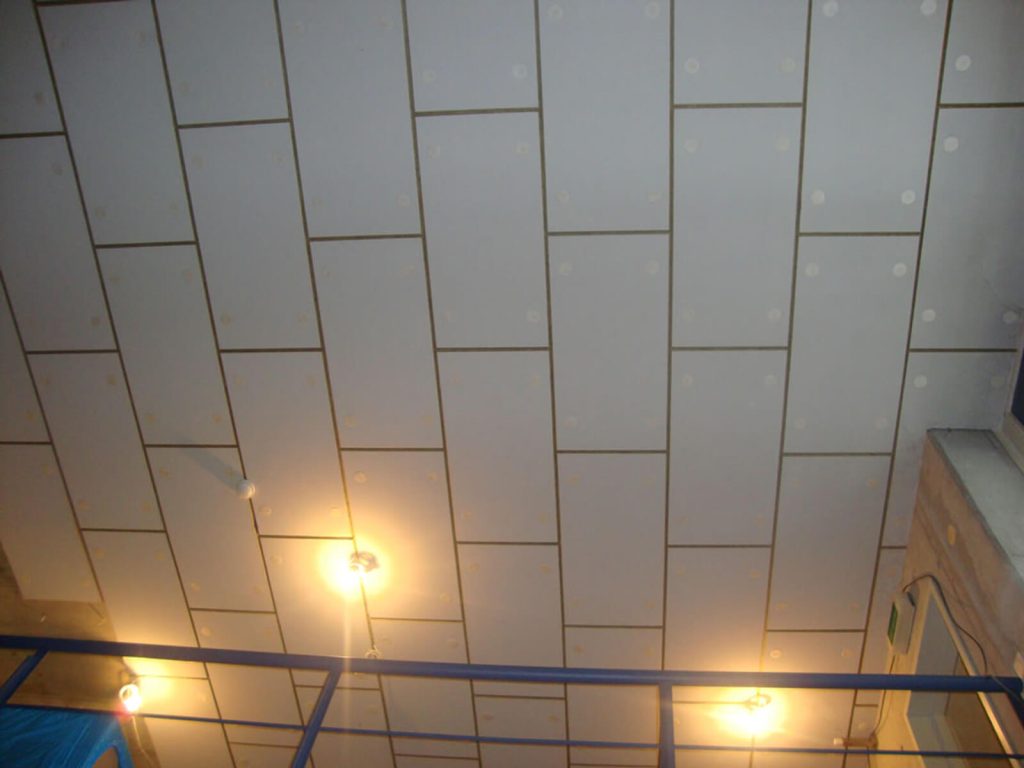 This is a white false ceiling filled with isolation.